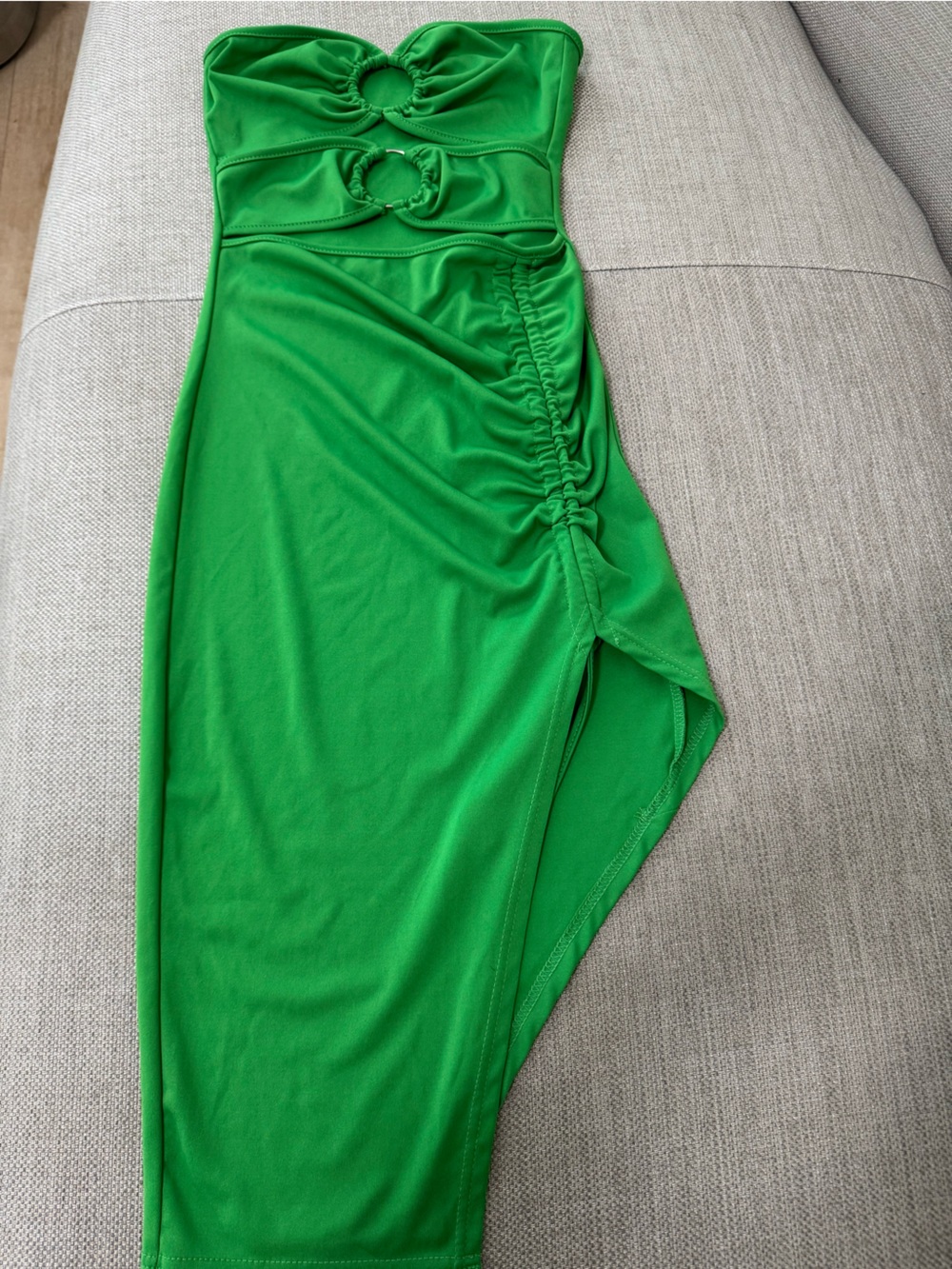 Green Asymmetric dress  with Ring Detail